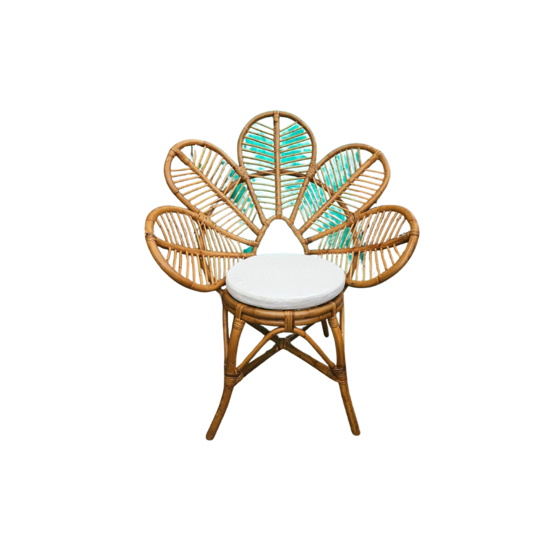 fauteuil rosace en rotin